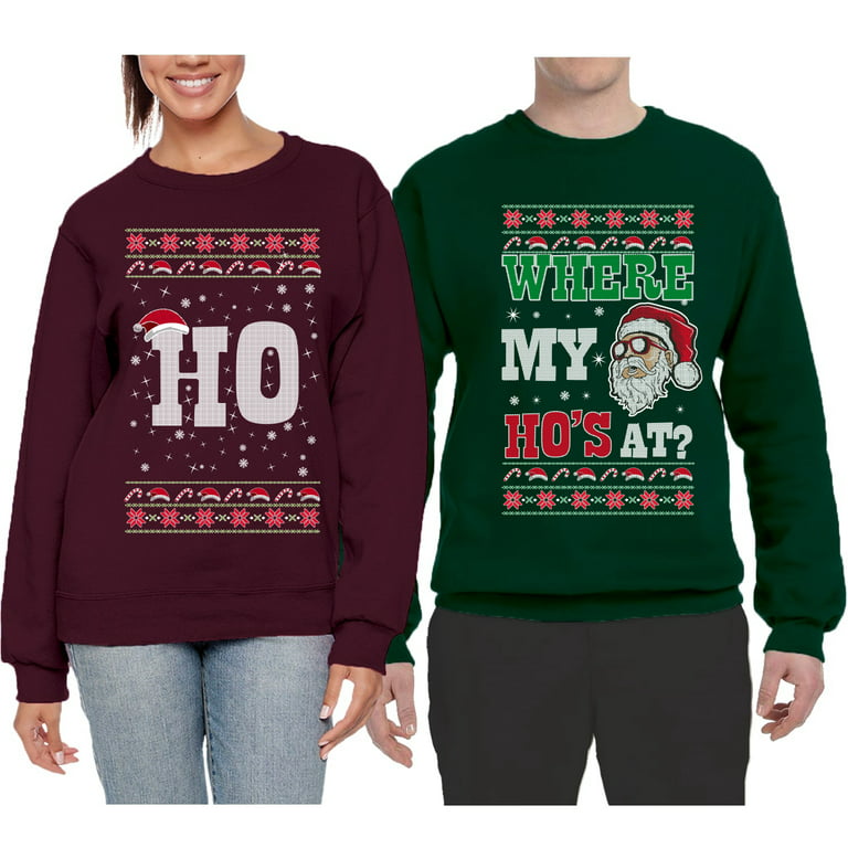 Where's My Ho At Funny Christmas Matching Couples Shirt