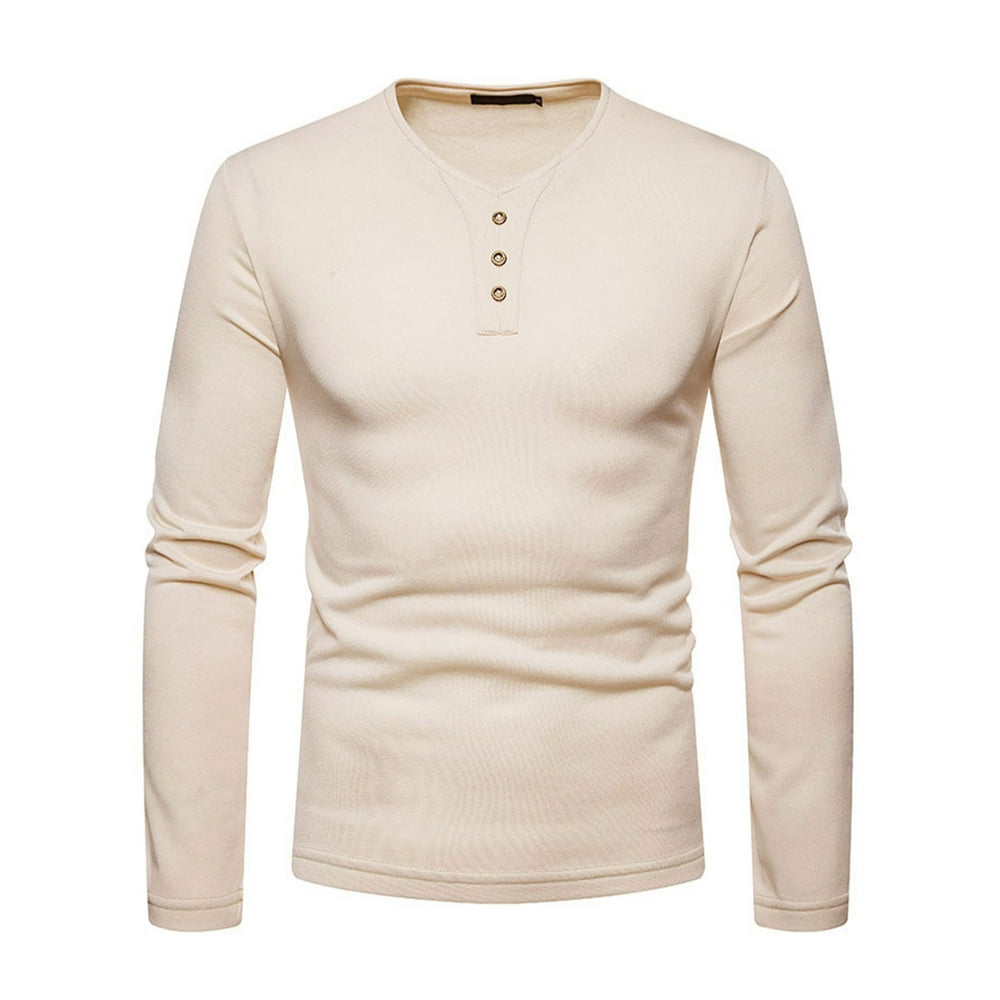 CVLIFE - Fashion Regular Fit Henley T-Shirt for Men Casual Lightweight Fleece Lined Long Sleeve