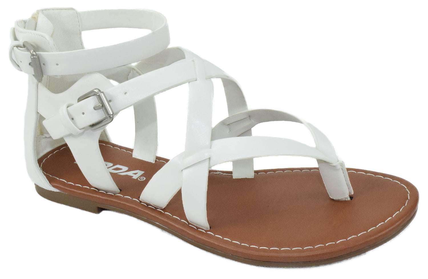 Ladies Light Brown Patent Gladiator Sandal Back Zip Studs Sizes 4 & 5 