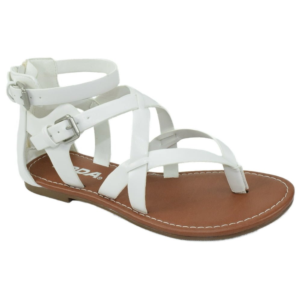 white sandals two strap