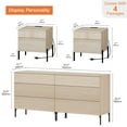 thumbnail image 2 of 4 Pcs Wood Bedroom Set，Reeded 6 Drawer Dresser and Nightstand Sets for Bedroom, Night Stand Set of 2 with Built-in Charging Station, 2 of 13
