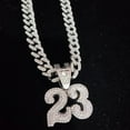 thumbnail image 3 of Men Women Hip Hop Number 23 Pendant Necklace Crystal Cuban Chain HipHop Iced Out Bling Necklaces Fashion Charm Jewelry, 3 of 9