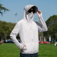 thumbnail image 3 of JoveMarine Men and Women UPF 50+ Sun Protection - Lightweight Fishing Shirts for Men Long Sleeve Zip Up Hoodie Couple Skin Sun Protection Breathable Water Resistant Workwear,Light Gray L, 3 of 7