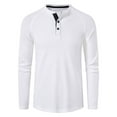 thumbnail image 4 of Grianlook Mens Fashion Waffle T Shirts Henley Neck Solid Color Pullover Work Long Sleeve T-shirt White S, 4 of 4