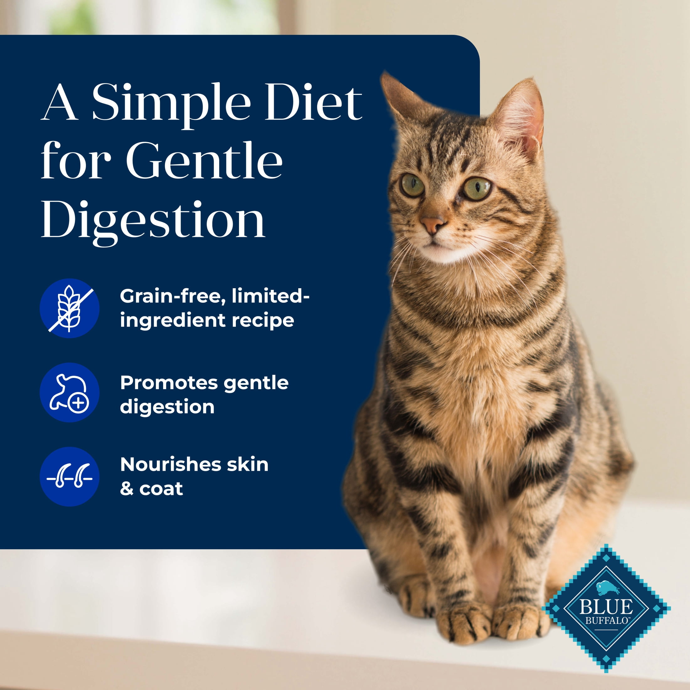 Blue Buffalo Basics Dry Cat Food Skin & Stomach, Duck & Potato, Chicken Free, 5lb Bag