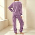 thumbnail image 5 of Pajama Set for Women Loose Solid And Winter Underwear Loungewar Thick And Velvet Warm Long Sleeves Top Pants Pajama Sets, 5 of 8