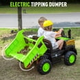 thumbnail image 5 of Rock Wheels 24V7AH Ride On 2-Seater Dump Truck, 4X200W Motors, Ride On Car w/Electric Dump Bed, Extra Shovel, Parent Remote Control, LED Lights, Steam Spray, Helmet, 24" Spacious Seat - Green, 5 of 10