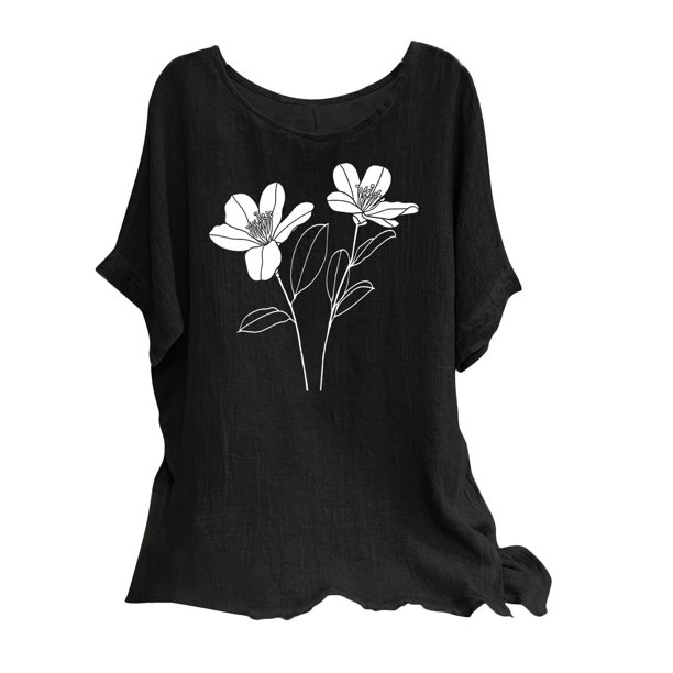Vestidos Casuales Para Mujer, Blusas De Mujer De Moda Camisetas estampadas de moda para mujer, blusas casuales de lino holgadas de manga corta con cuello redondo y raglán