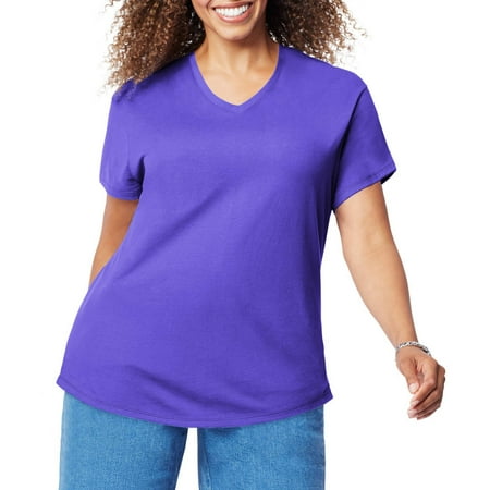 Just My Size Women's Plus-Size Short Sleeve V-Neck T-shirt - Walmart.com