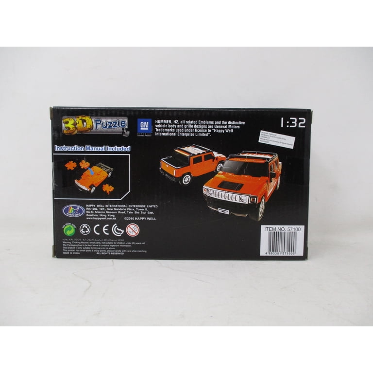 Puzzle Fun 3D 1:32 Hummer H2 - Solid Orange 70 pieces - Walmart.com