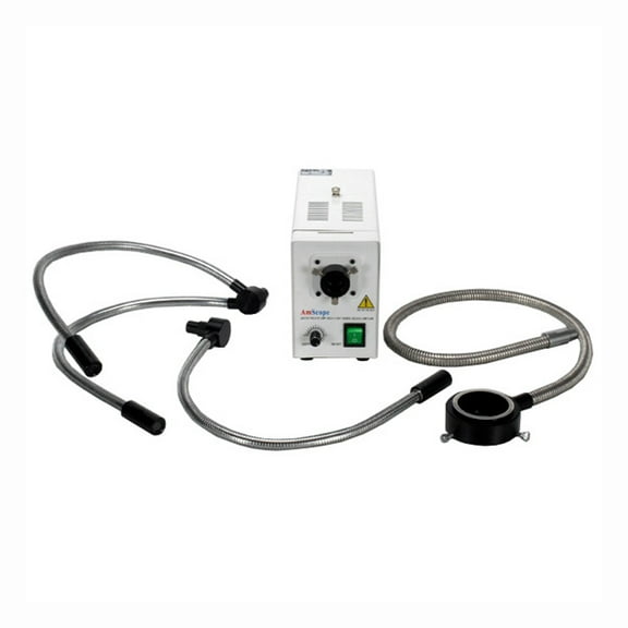 AmScope 150W Fiber Optic Microscope Illuminator w/ Ring Dual and Single Gooseneck Lights New