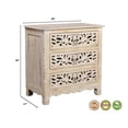 thumbnail image 2 of Pemberly Row Floral Carved Solid Wood 3-Drawers Nightstand in White, 2 of 7