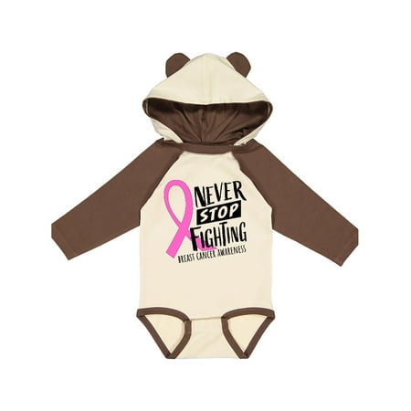 

Inktastic Never Stop Fighting Breast Cancer Awareness Gift Baby Boy or Baby Girl Long Sleeve Bodysuit
