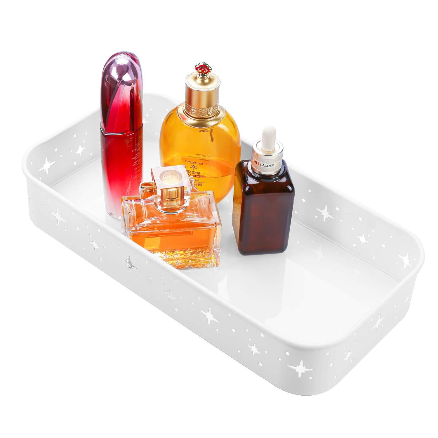 Marljohns Vanity Tray Rectangle White Hollow Out Bathroom Vanity Tray Perfume Organizer For Bedroom Metal Decorative Tray Jewelry Organizer Makeup Tray For Vanity Dresser For All Occas Walmart Com Walmart Com