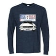 thumbnail image 2 of Wild Bobby, Ford Mustang Country USA 1964 Vintage American License Plate, Cars and Trucks, Men Long Sleeve Shirt, Vintage Heather Navy, 3X-Large, 2 of 4