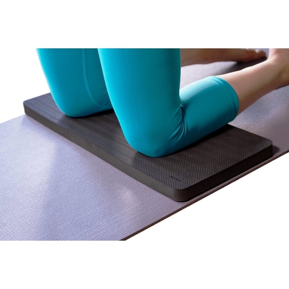 SukhaMat Firm Support Yoga Exercise Knee Pad - Extra-Firm Cushioning, 1" Thick TPE, Ideal for Knees/Elbows/Wrists, Pain Relief, Durable Non-Slip Mat for Exercises (Black)