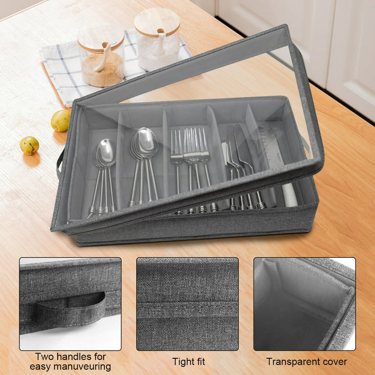 Flatware Storage Case Portable Cutlery Tray Holder With 4