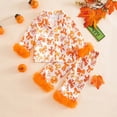 thumbnail image 2 of Glisme Halloween 2 Piece Newborn Boys Girls Sleepwear Pumpkin Print Long Sleeve Crew Neck Homewear With Pants Set Fall Cozy Kids Pajamas Size 6-12 Months Orange, 2 of 9