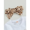 thumbnail image 5 of Bagilaanoe 2pcs Toddler Baby Girl Long Pants Set Letter Print Short Sleeve T-Shirt Tops + Leopard Flare Trousers + Headband 6M 12M 18M 24M 3T 4T Kids Casual Outfits, 5 of 9