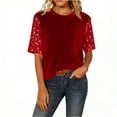 thumbnail image 4 of Womens Velvet Sparkly Tops, Short Sleeve Shirts for Women Summer Fashion Shiny Sequins Patchwork Crewneck Party T-Shirts for Club, 4 of 4