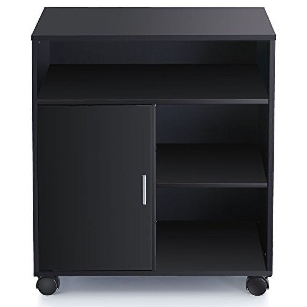 FITUEYES File Cabinet Mobile Printer Stand with storage on wheels 3 Shelf Multiple finishes Black PS406001WB