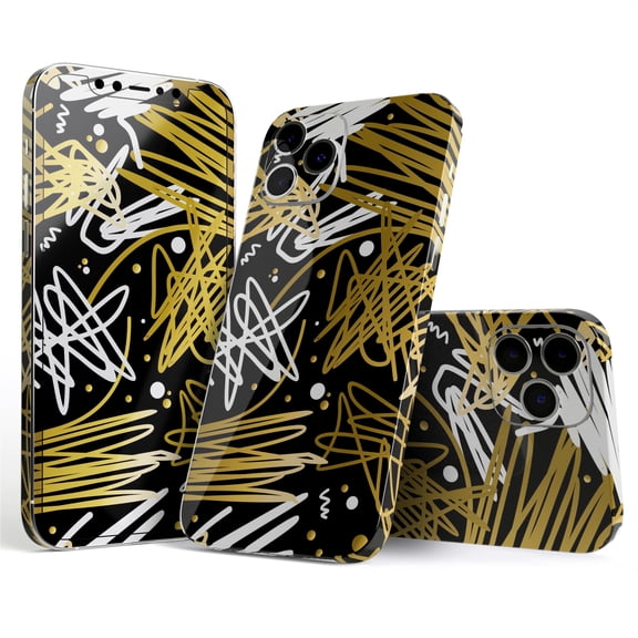 DesignSkinz Gold and Black Squiggly Full-Body Skin Decal Wrap Cover for iPhone 16