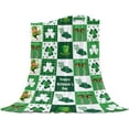 thumbnail image 5 of Happy St. Patrick''s Day Leprechaun Throw Blankets, Lucky Shamrocks Farm Truck Checkered Soft Fleece Blanket Decorative for Home Sofa Couch Chair Living Bedroom,40x50 inches, Spring Holidays, 5 of 6