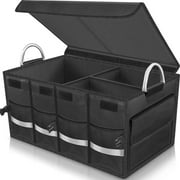 AQwzh Car Trunk Storage Organizer Compartment Collapsible Portable Cargo Box for SUV, Auto, Truck Black