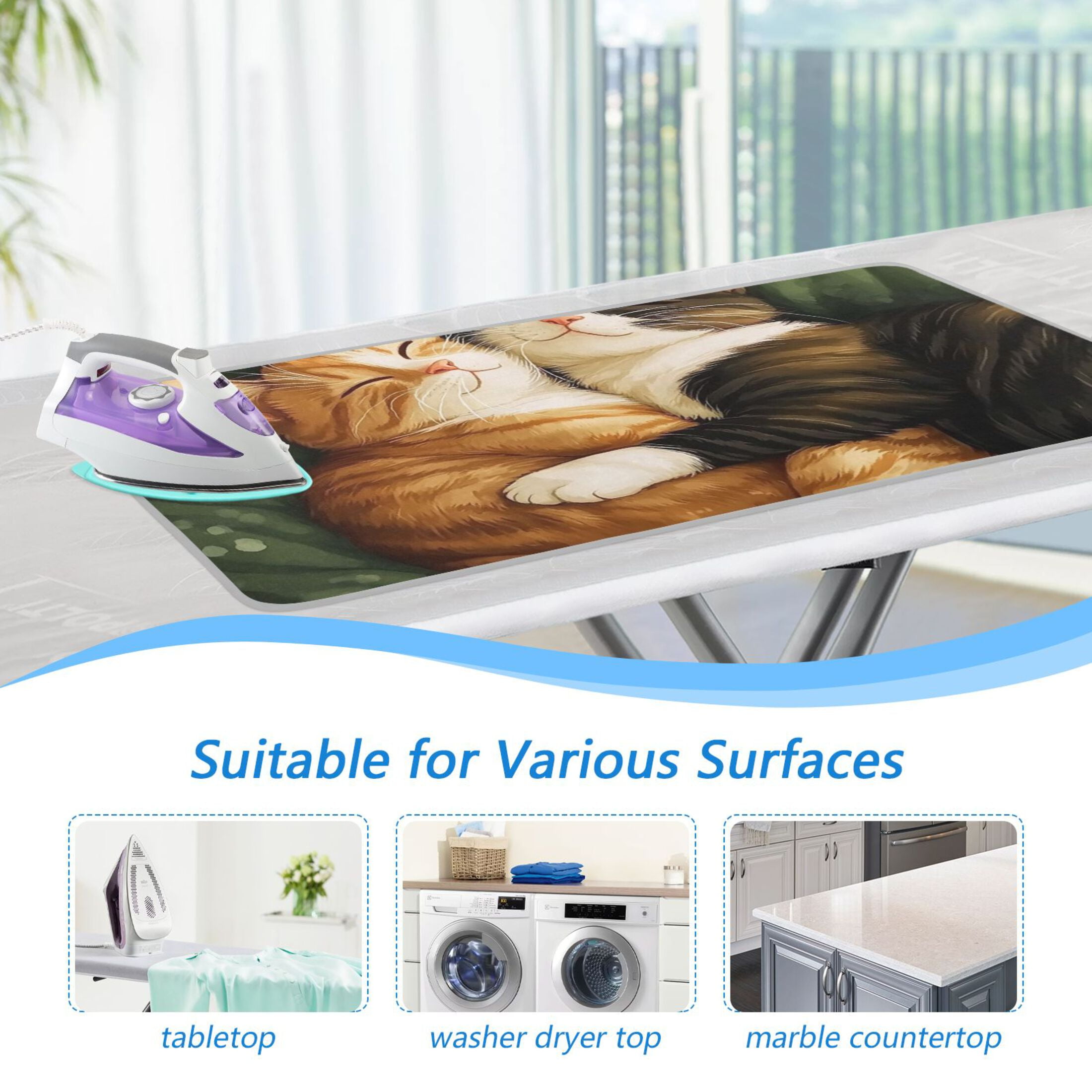 Adorable Cuddling Cats Ironing Mat Blanket for Table Top Travel Portable Ironing Board Pad 47.2x27.6 Inch