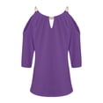 thumbnail image 3 of Yuemengxuan Women’s Fashionable Solid Color Off-shoulder V-neck Half Sleeve Pullover T-shirt, 3 of 8