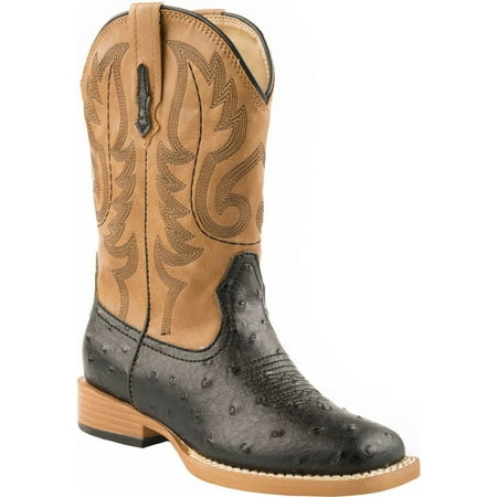 

Roper Kids Boys Bumps Faux Ostrich Square Toe Boots Mid Calf