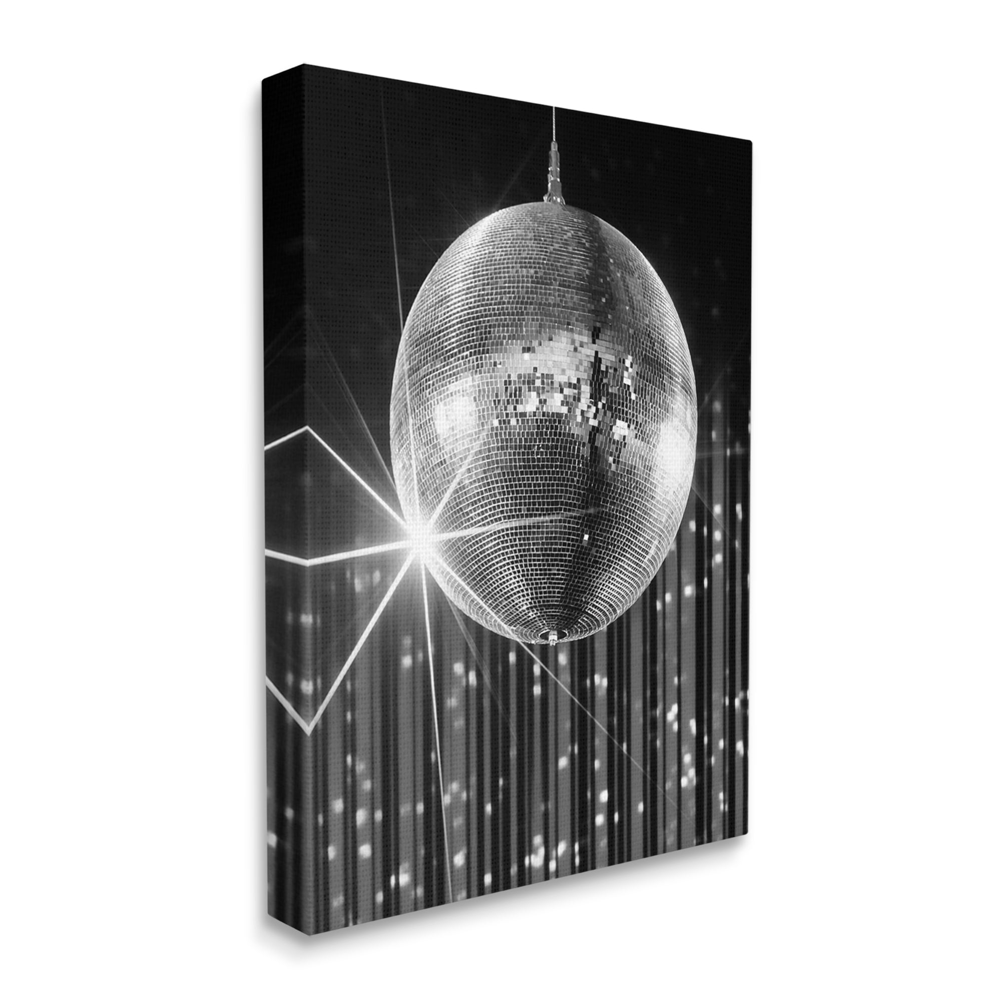 Stupell Industries Black Disco Ball Literature & Flim Photography Gallery Wrapped Canvas Art Print Wall Art, 24 x 30