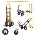 thumbnail image 5 of Veeboto Hand Truck Dolly Cart, 1000lbs 3-in-1 Industrial Convertible Hand Truck with Inflatable Wheels, for Office/Moving/Travel Yellow, 5 of 7