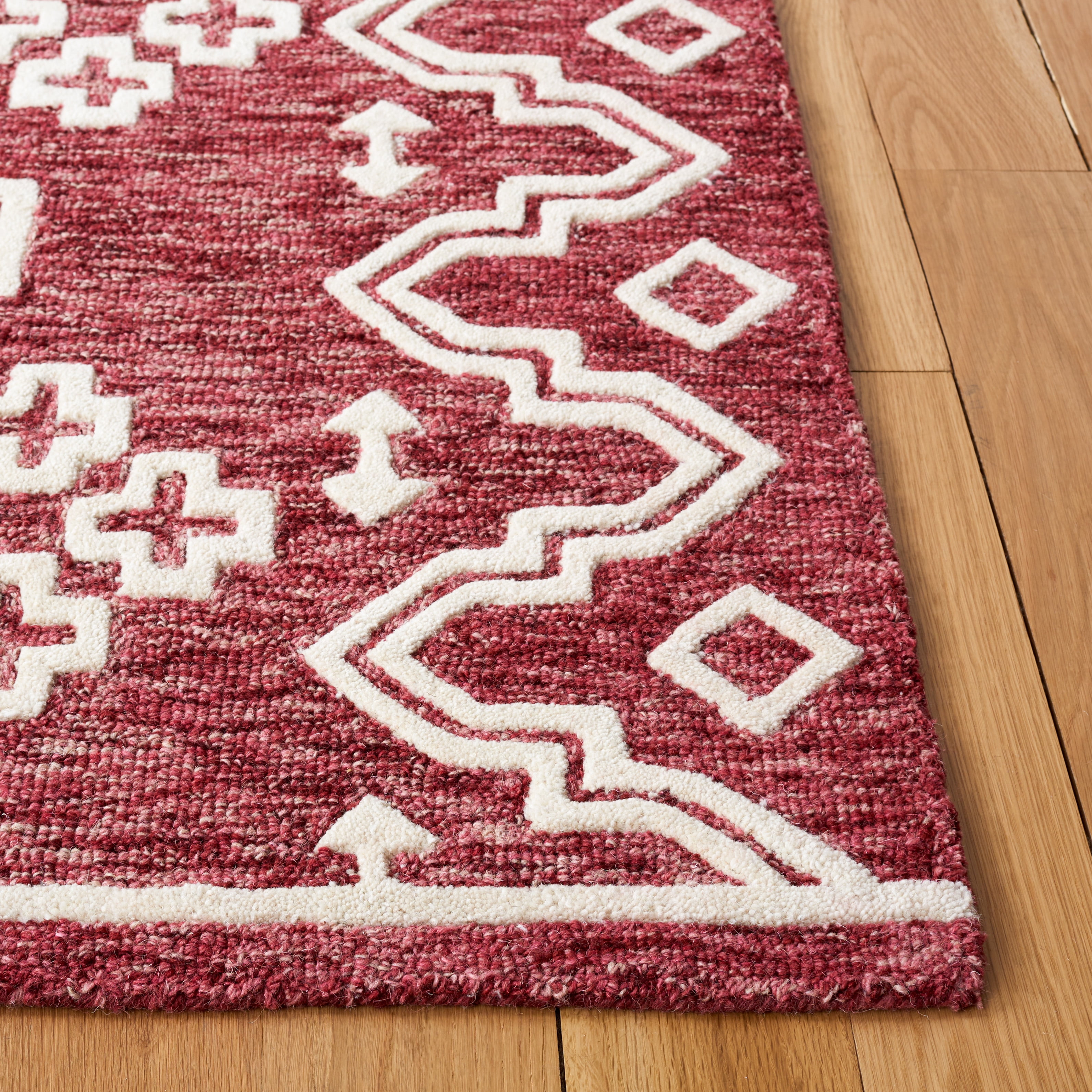Safavieh Abstract Adolf Geometric Wool Area Rug, Red/Ivory, 6' x 6' Square