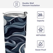 11oz Stainless Steel Tumbler with Straw, Double Wall Insulated Travel Tumbler Digital Waves Pattern