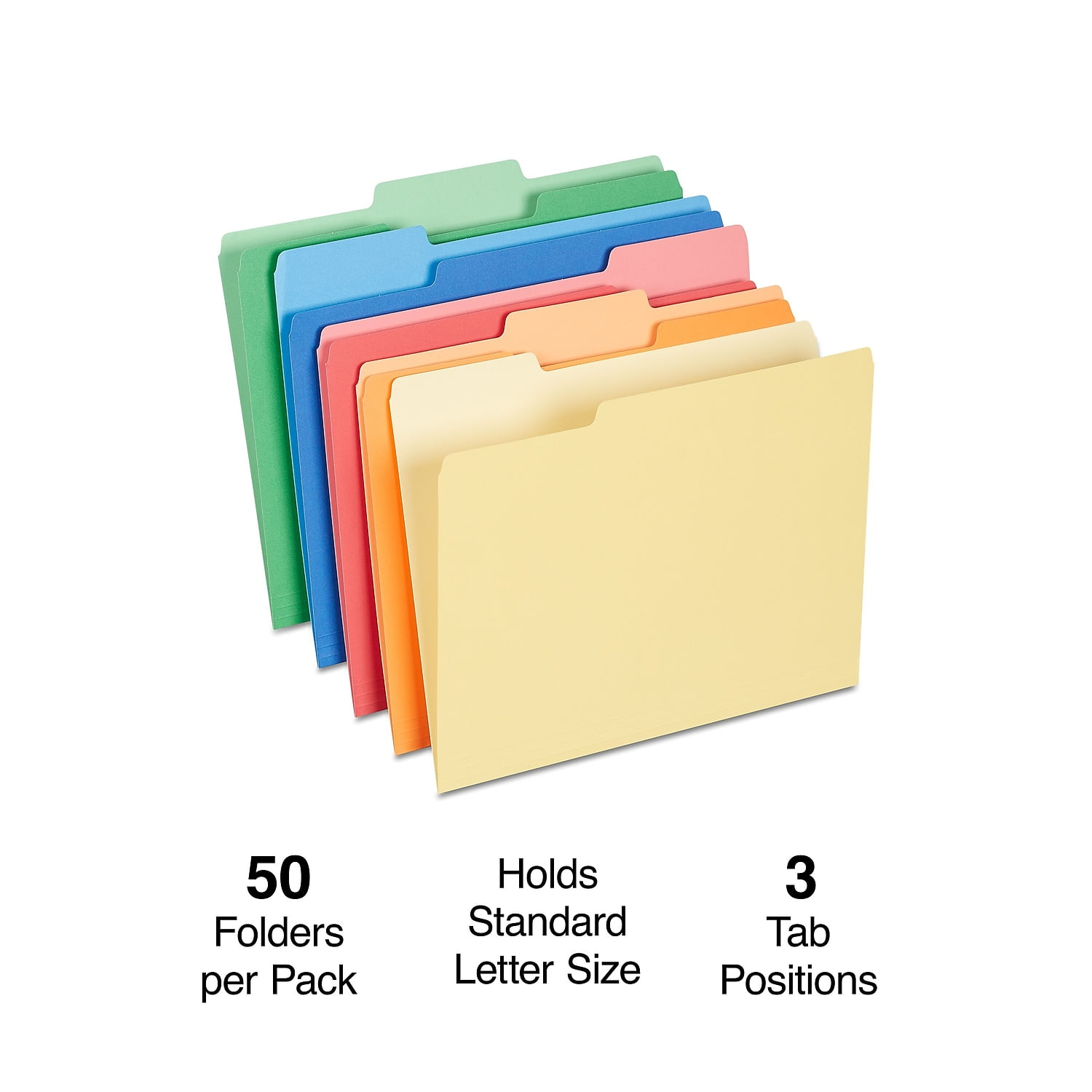 TRU RED Heavyweight Colored File Folders; Letter 3 Tab 50/Box 810351