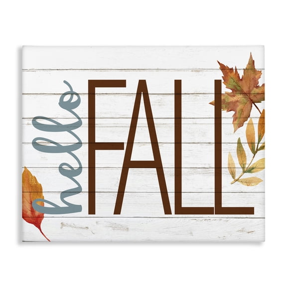 Stupell Industries Cottage Hello Fall Planked Look Autumn Foliage Canvas Art, 20 x 16, by Kim Allen