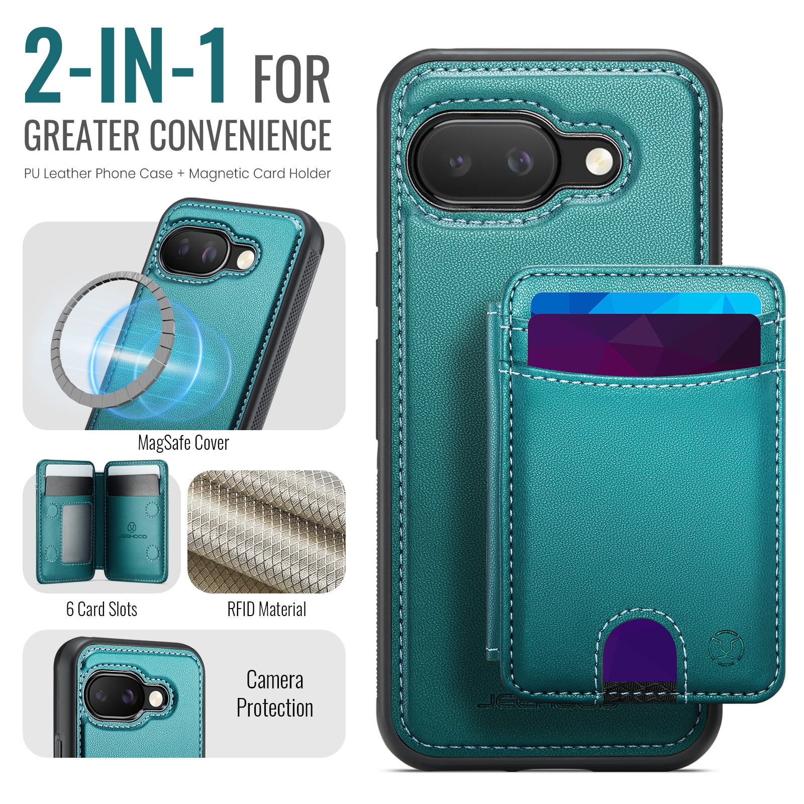 For Google Pixel 10A Phone Case,2-in-1 Magnetic Removable Flip Card Holder,Compatible With Mag-Safe,Anti-Scratch PU Leather,With Card Slots,Kickstand,Shockproof Durable Phone Case,Blue