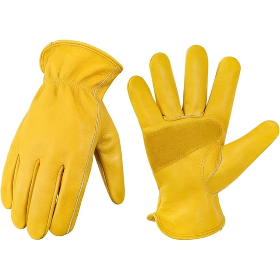 Leather Work Gloves for Men & Women, Reinforced Durable Gardening Gloves,Cowhide Work Gloves,Puncture & Cut Resistant