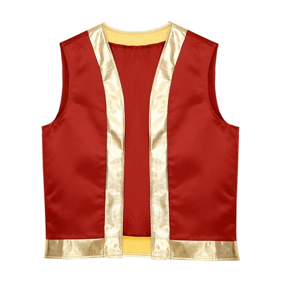 Sxiwei Mens Toad Costume Open Front Waistcoat Vest Arabian Prince Costume Halloween Fancy Dress Red 3XL