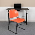 thumbnail image 1 of Flash Furniture HERCULES Series 5 Pack 880 lb. Capacity Orange Ultra-Compact Stack Chair with Black Powder Coated Frame, 1 of 5