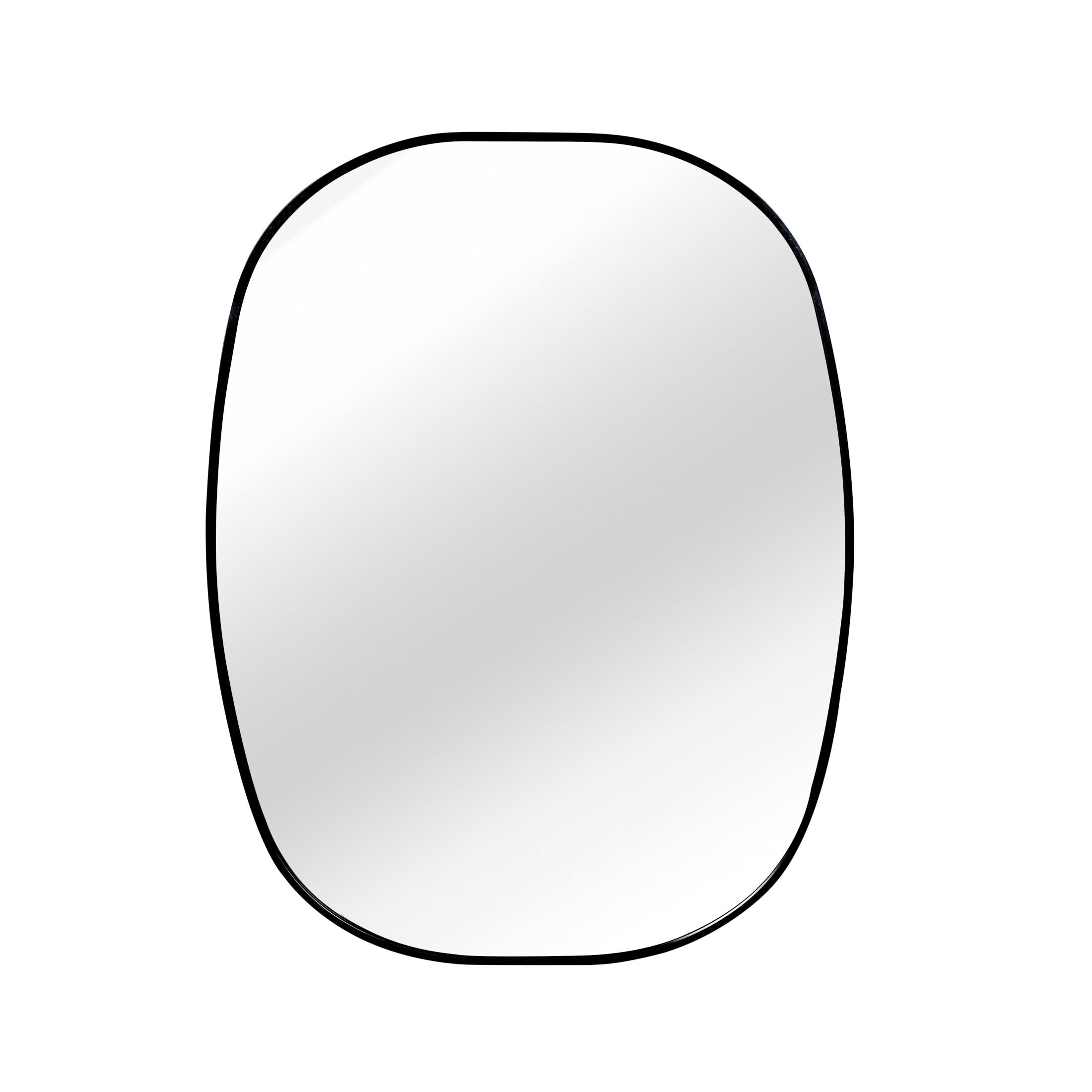Noble House 24"x32" Unique Metal Framed Oval Wall Mirror, Modern Oblong Vanity Mirror for Bathroom & Entryway, Black
