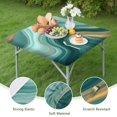 thumbnail image 4 of Teal Marble Gold Wave Pattern Square Fitted Tablecloth with Elastic Edge,Square Table Cover,Washable Elastic Table Cover for Home Kitchen Party Decor 34"x34", 4 of 6