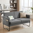 thumbnail image 2 of LAZZO 51" Loveseat Sofa, 2 Seater Small Space Couch with USB Charging Port & Side Pocket for Bedroom Office, Gray, 2 of 8