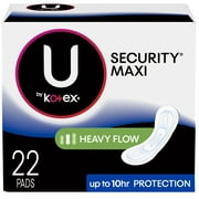 U by Kotex Clean & Secure Maxi Pads, Heavy Absorbency, 22 Count