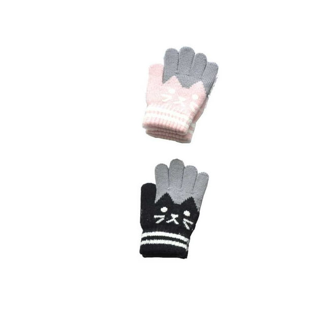 Minnieouse 2 pares de guantes para niños de dedo completo para niños pequeños invierno otoño deportes al aire libre esquí ciclismo equitación cálidos guantes y mitones rosa negro Minnieouse AP012927-01