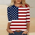 thumbnail image 3 of JTZGDY Plus Size 3/4 Length Sleeve Womens Tops Funny American Flag 4th of July Shirts Stars Stripes Patriotic Tshirts Trendy Holiday USA Flag Tunic Blouses Multicolor#01 XXL, 3 of 6