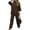 Brown, variant on Women'S Two-Piece Suit Round Neck Basic Top Wide-Leg Pants Suit Dark Red L