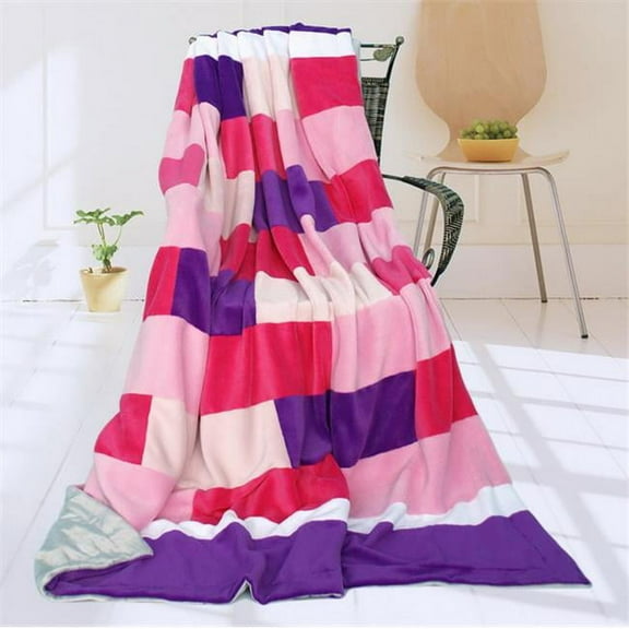 Onitiva - Purple Mood Soft Coral Fleece Patchwork Throw Blanket
