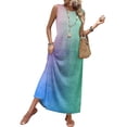 thumbnail image 2 of Women's Boho Maxi Sundress 2026 Summer Beach Dress Tie Dye Scoop Neck Sleeveless Loose Tank Dress, 2 of 7